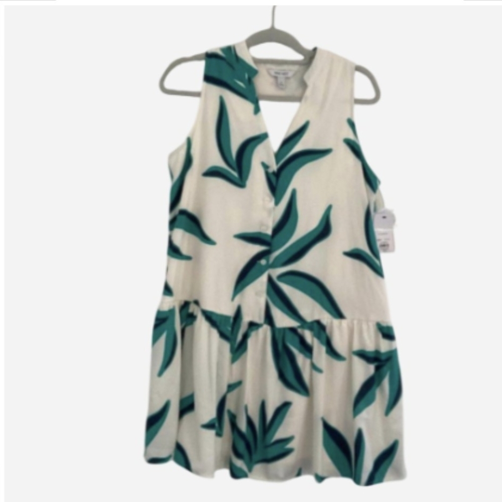 Nine West Green Leaf Print Casual Dress - Picture 1 of 5